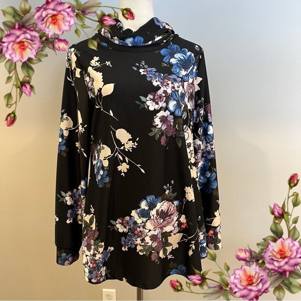Clearance !!! Floral Black sweater